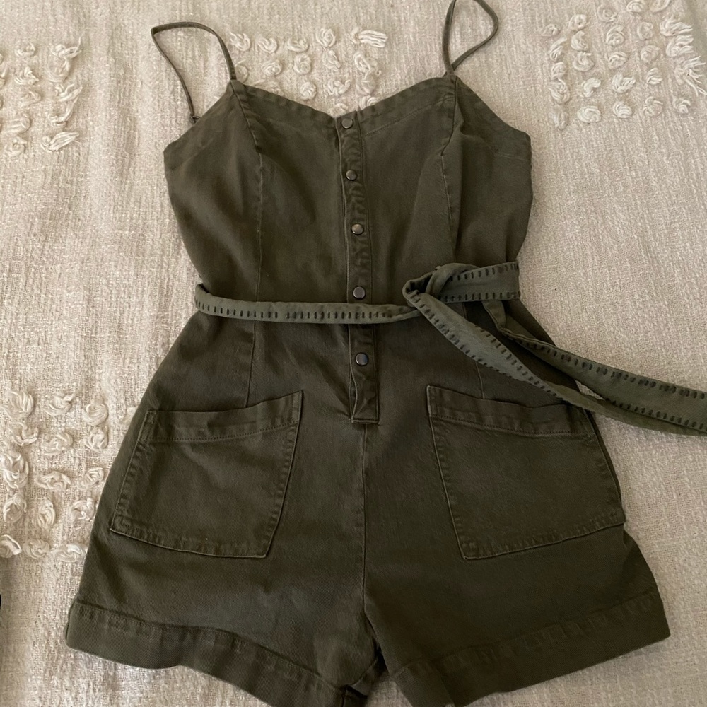 Green Jean romper